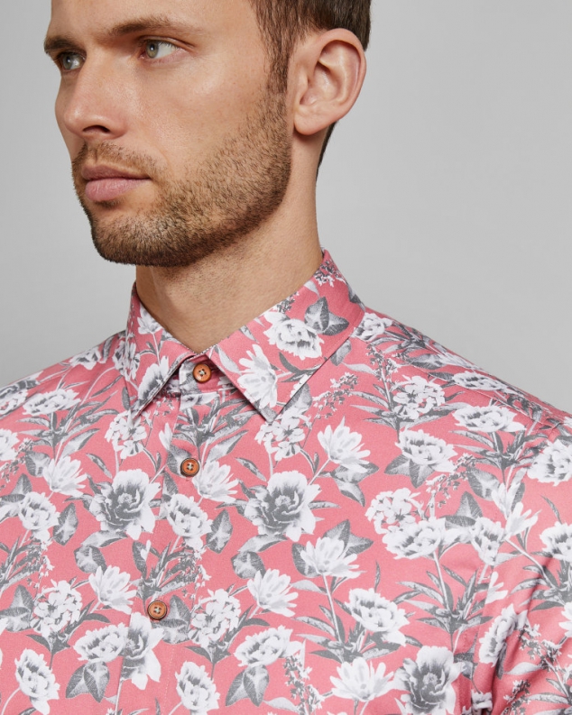 Peachy Floral Print Cotton Shirt - Image 2