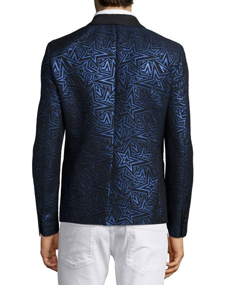 Pierre Balmain Star-Print Jacquard One-Button Evening Jacket - Image 2