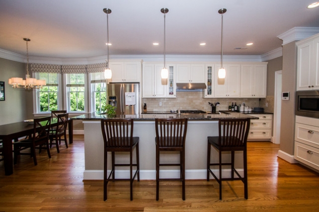 Raised bar seating at kitchen island