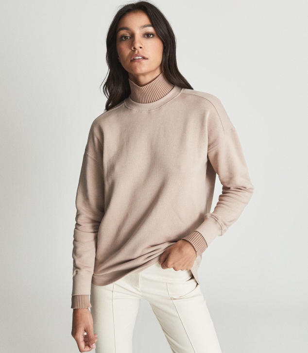 Ribbed Rollneck Sweater in Camel - Image 2