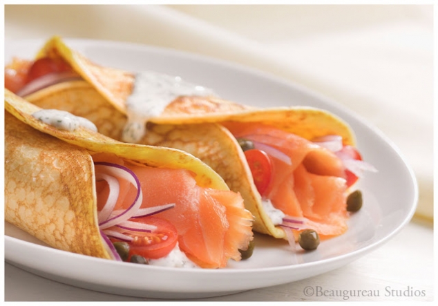 Ricotta Crepes with Smoked Salmon