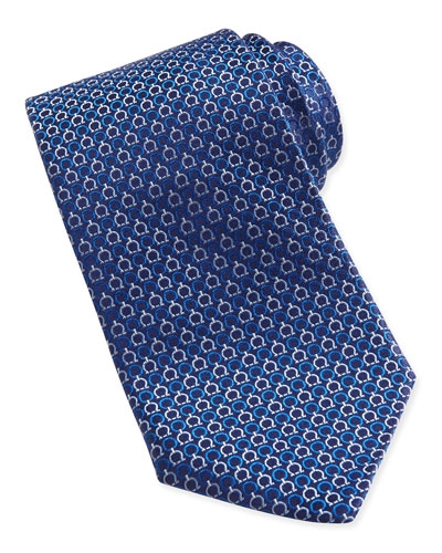Salvatore Ferragamo blue Gancini-Pattern Woven Tie