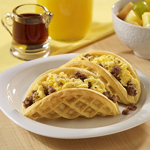 Sausage & Egg Waffle Tacos