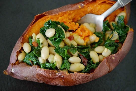 Savory Stuffed Sweet Potatoes with White Beans and Kale - Image 2