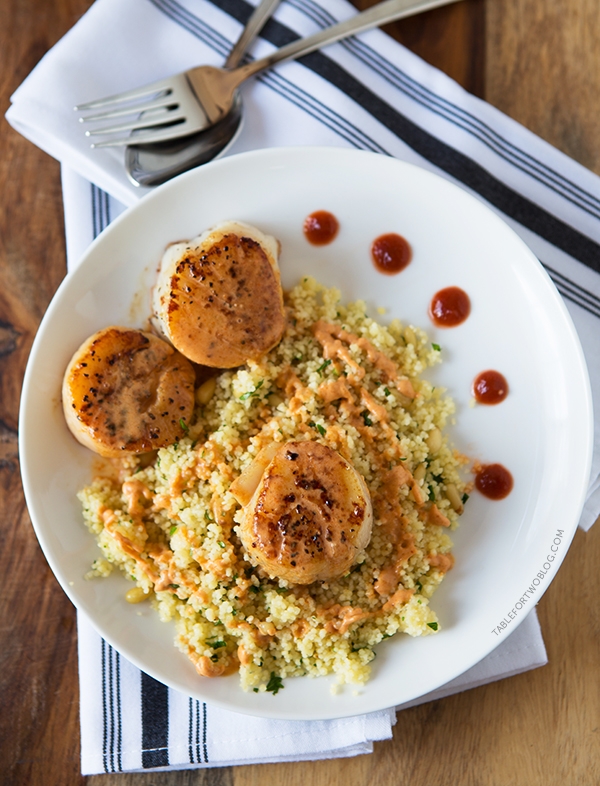 Scallops with Spicy Curry Sauce and Couscous