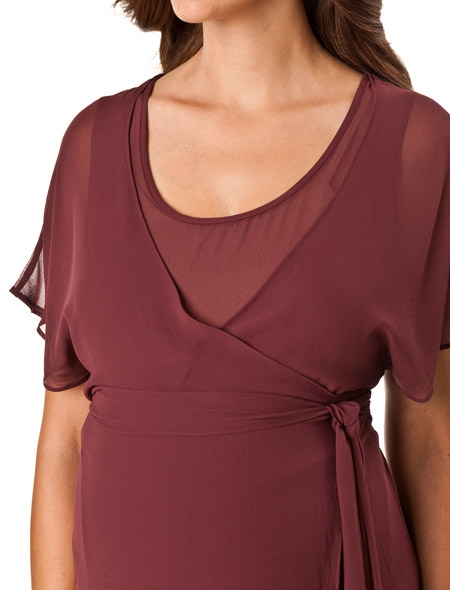 Short Sleeve Faux Wrap Maternity Blouse - Image 3