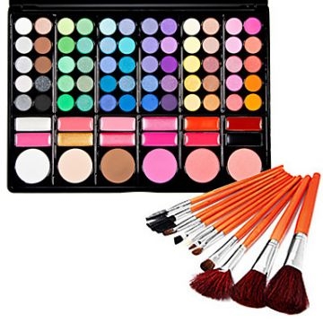 Silky 78 Colors Makeup Eye Shadow Palette and Blushers ( Free Brushes)