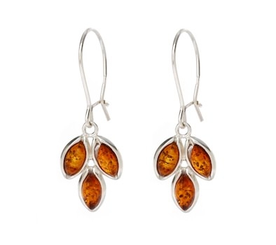 Silver & Amber Nahundi Earrings by John Greed