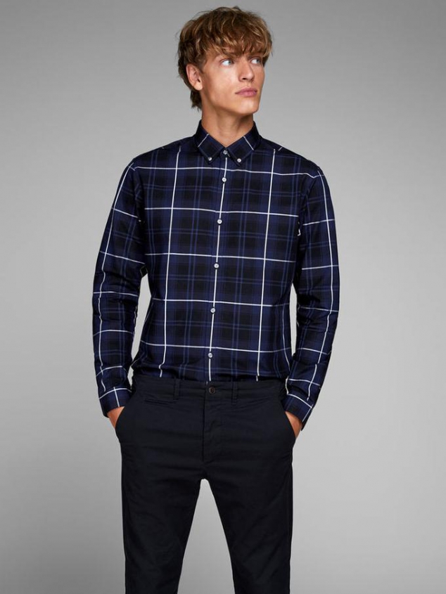 Slim Fit Checkered Dress Shirt