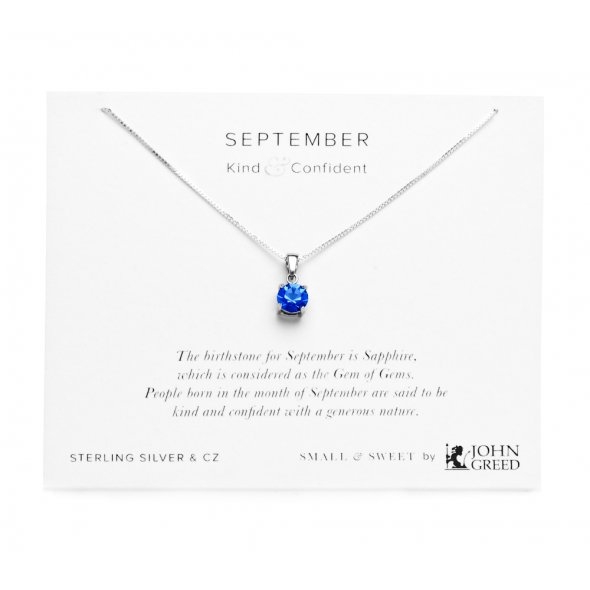 Small & Sweet Silver & CZ September Birthstone Necklace