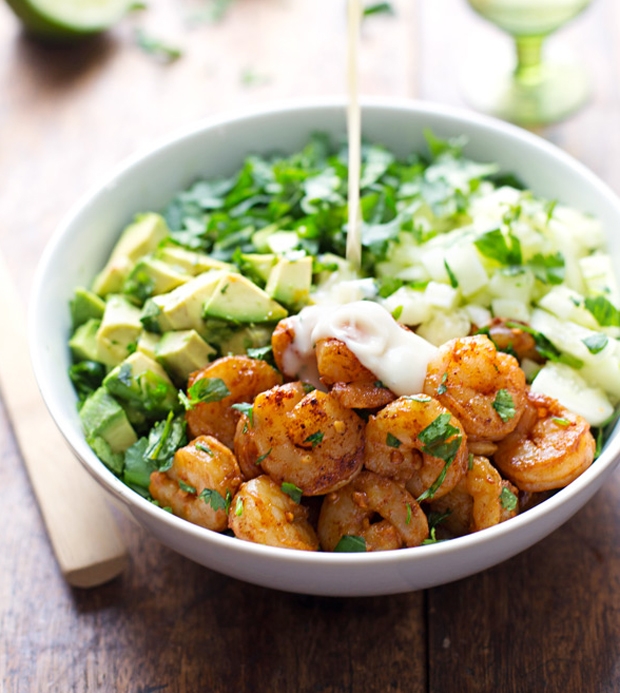 Spicy Shrimp and Avocado Salad with Miso Dressing