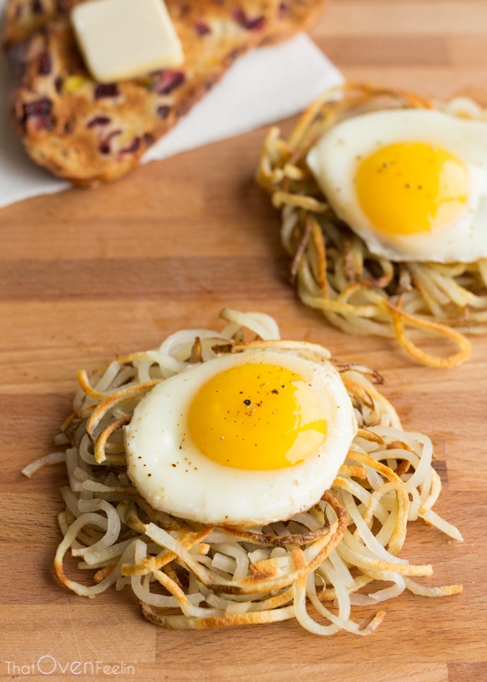 Spiralized Potato Hash Browns with Eggs