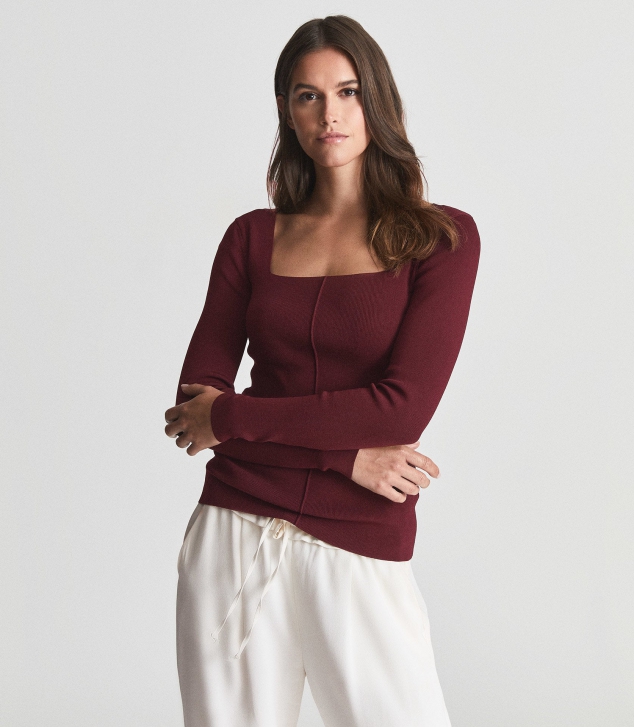 Square Neck Jersey Top - Image 2
