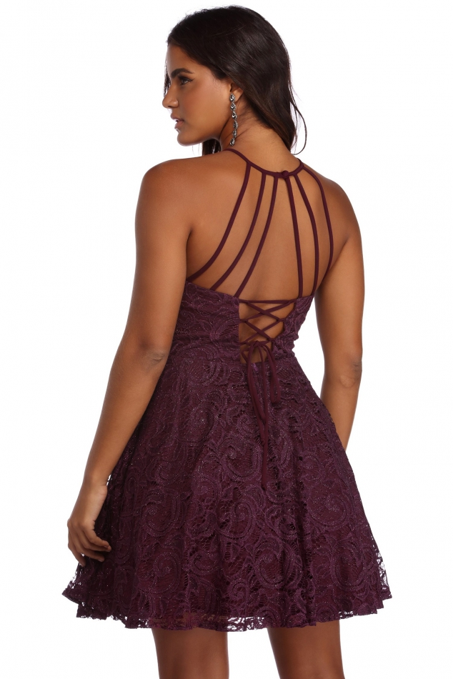 Stacy Glitter and Lace Party Dress - Image 2