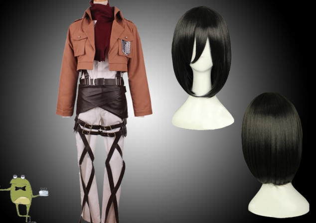 Survey Corps Jacket Mikasa Ackerman Cosplay Costume + Wig