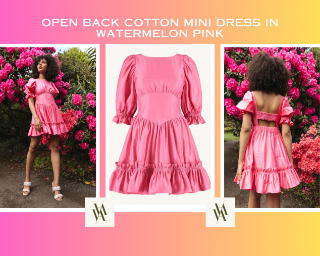 The Amber Open Back Cotton Mini Dress in Watermelon Pink