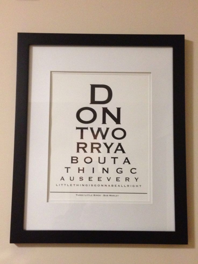 Three Little Birds - Bob Marley eye chart