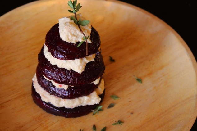 Thyme & Almond Cheese Beet Stacks