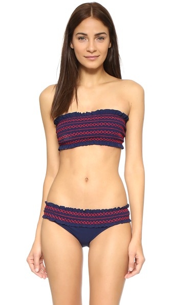 Tory Burch Smocked Bandeau Bikini