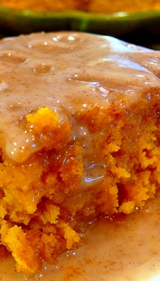 Two-Ingredient Pumpkin Cake with Apple Cider Glaze