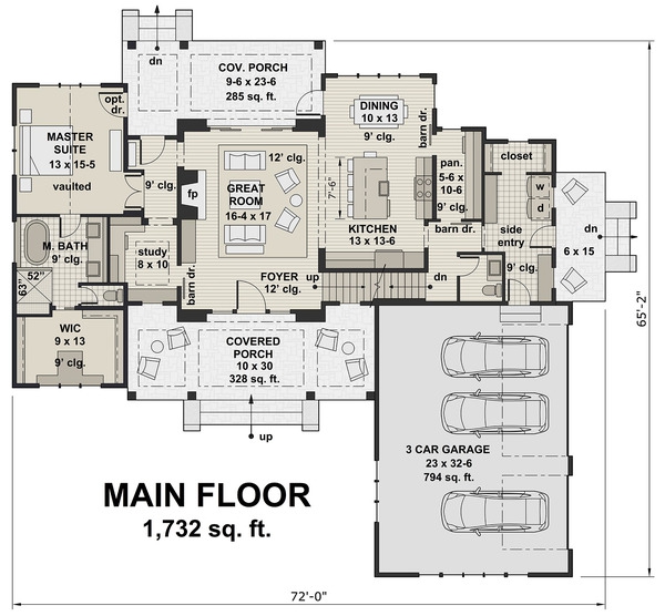 Two Story, 4 Bedroom, 3.5 Bathroom, 3 Car Modern Farmhouse Plan - Image 3