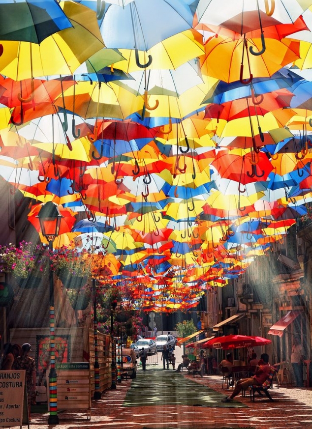 Umbrella Sky Project in Agueda, Portugal 