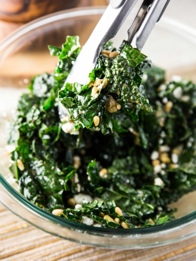 Warm Kale Salad with Goat Cheese, Pine Nuts and Sweet Onion Balsamic Dressing - Image 3