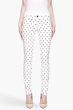 white polka dot jeans
