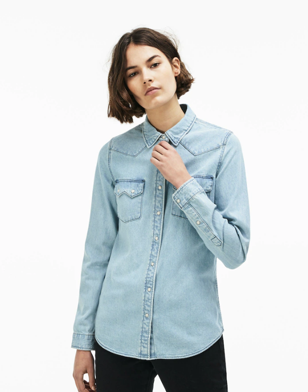 Women's LIVE Slim Fit Western Pockets Denim Shirt