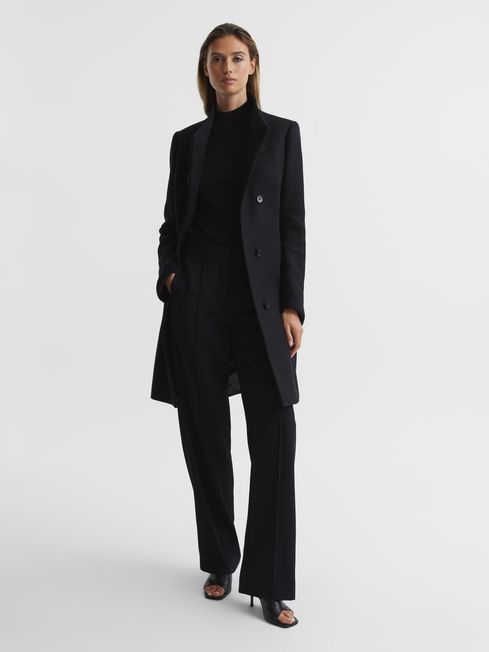 Wool-blend Mid Length Coat