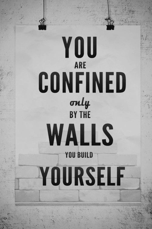You are Confined only by the Walls you Build Yourself