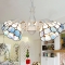 Bohemian Style Chic Tiffany 5 Light Chandelier With Grid Shade