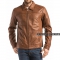 Brown Shirt Collar Leather Jacket For Men
