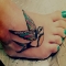 Colorful bird tattoo on foot