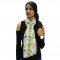 Floral long Silk scarf | Skinny floral silk neck scarf - Silk scarves digital printed