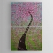 Floral Lucky Tree Oil Painting - Set of 2 - Free Shipping - Flower Paintings