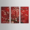 Floral Plum Bloom Oil Painting - Set of 3 - Free Shipping