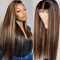 Highlight Lace Front Wigs Brazilian Straight Hair-AshimaryHair.com