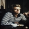 James dean taking a break for some milk and cookies