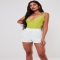 Lime Slinky Tie Strap Cowl Front Bodysuit