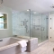 Master bathroom with Frameless Glass Shower Enclosure