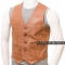Men's Traditional Orange Leather Waistcoat - Every Thing at 40% OFF