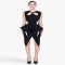 Mugler Black Wool Padded Cutout Dress