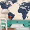 Navy World Map Wall Art - Ideas for the home