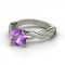 Round Amethyst 14K White Gold Ring