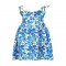 The Rosie Organic Cotton Corset Midi Dress in Blue Painted Floral - Chapter IV