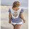 Striped Crochet Back Tee - Clothing