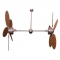 Outdoor Twin Ceiling Fan with Teak Palm Blades