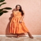 Tiered Maxi Dress in Orange Cotton - Women's Clothing Summer Collection 2022
