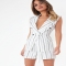 Vavavoom Tamatha White and Black Pinstripe Blazer and Shorts Co-Ord